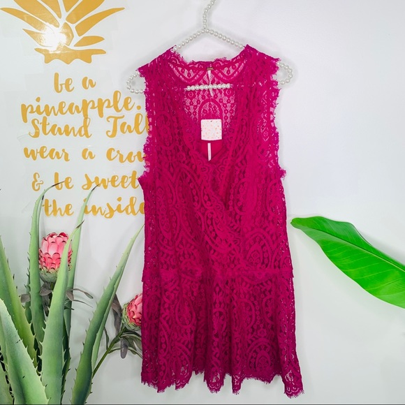 Free People Purple Lace Heart In Two Mini Dress Size Small - Picture 2 of 16